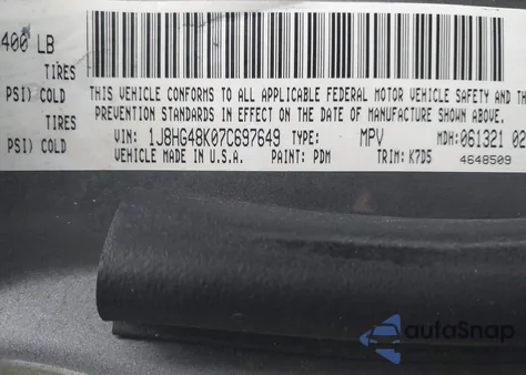 2007 Jeep Commander Sport из США, поврежденный, VIN 1J8HG48K07C697649